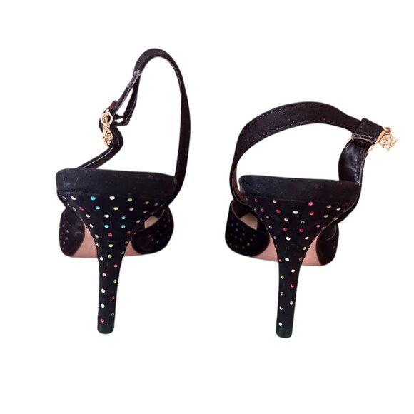 Nannette Lepore Colorful Bejeweled Rhinestone Sling Back Stiletto Pumps 7.5 - Picture 5 of 9